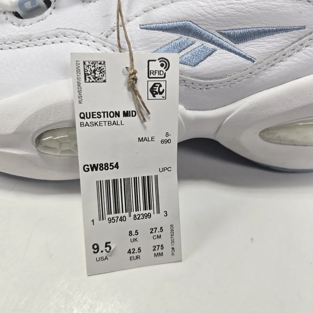 Reebok Question Mid Allen Iverson Men's White  Blue Basketball Sneakers Size 9.5 - Picture 14 of 15